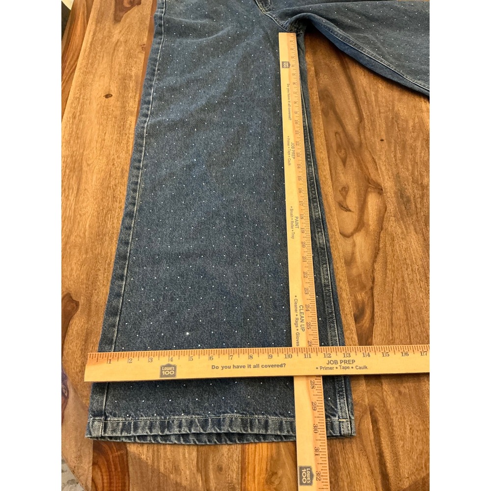 Scoop Womens‎ Rhinestone Wide Leg High Rise Jeans Caliber Blue SC020557B Size 0 - Picture 7 of 16